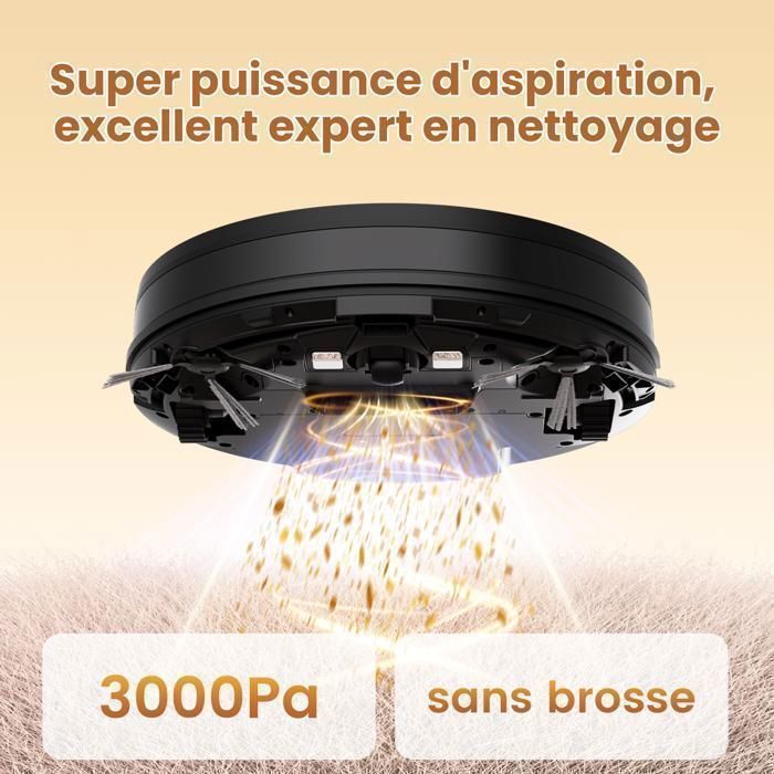 Zynet-D6 Robot aspirateur 3000Pa, 120Min, recharge automatique, APP/WiFi/Alexa/Siri Control, multi-mode – Image 2