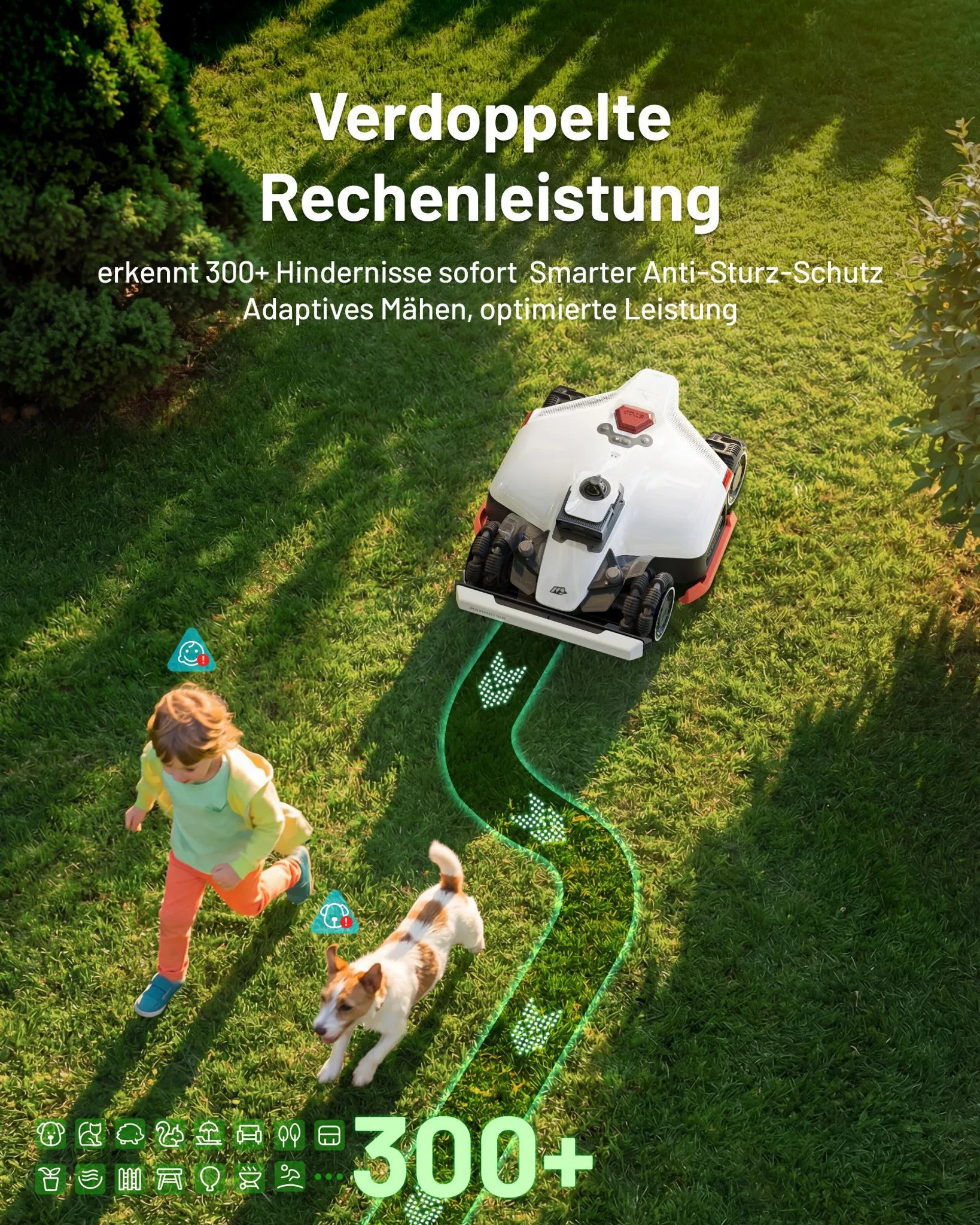 Mammotion LUBA 3 AWD 3000 Mähroboter ohne Begrenzungskabel, bis 3000 m², 360° LiDAR+NetRTK+KI Vision, 80% Steigung, Auto-Kartierung, 4G-Modul, APP – Bild 4
