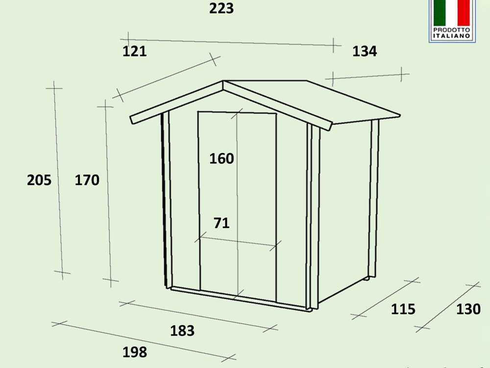 Alce Livia 198x130 Lärche – Gerätehaus aus Holz – Mit Frontfenster – 198x130x205 cm