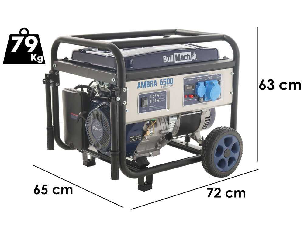 BullMach AMBRA 6500 - Benzin-Stromerzeuger auf Rädern mit AVR-Regelung  5.5 kW - Dauerleistung 5 kW - 230V