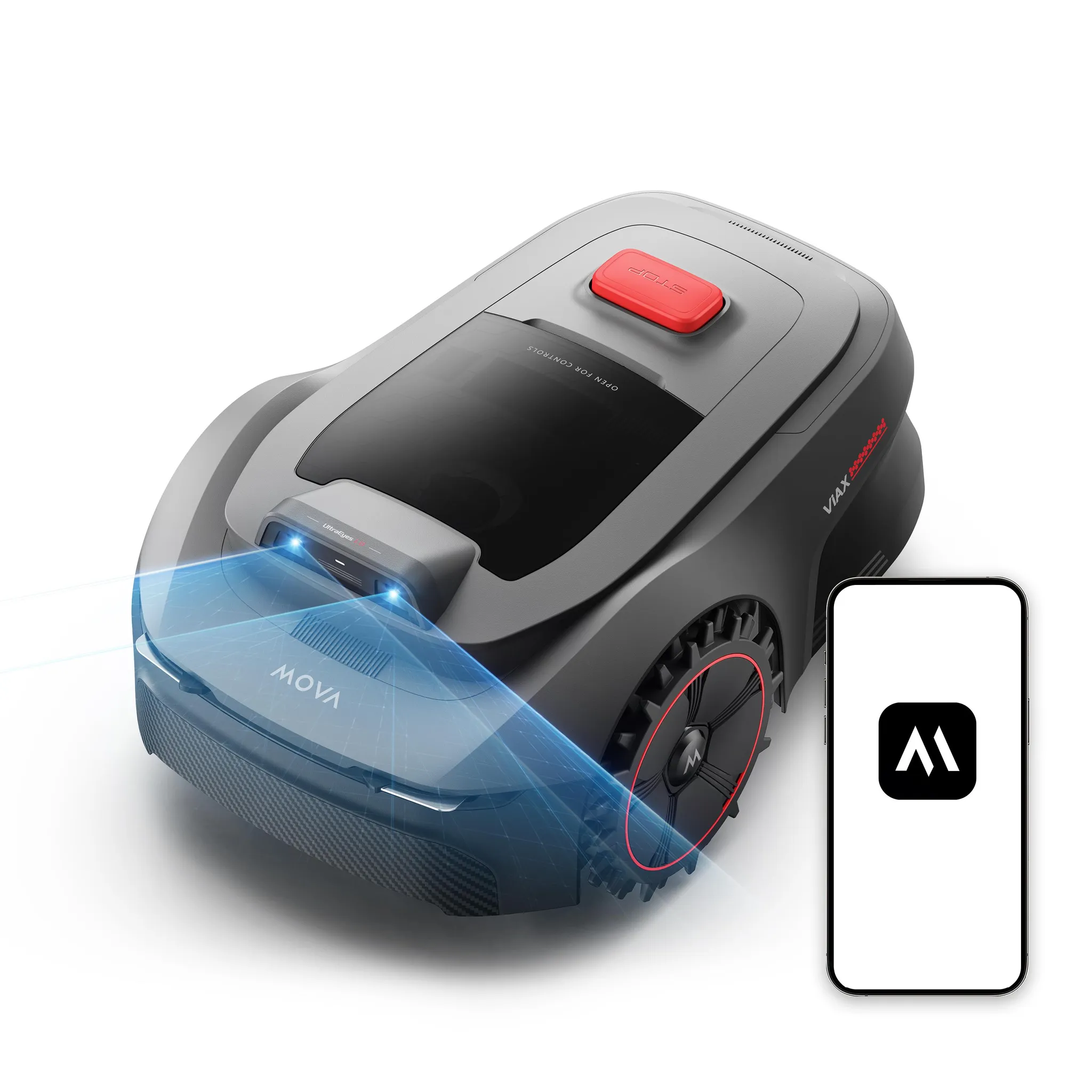MOVA ViAX 250 Mähroboter – 250 m², UltraEyes™ KI-Dual-Vision, U-Bahnplanung, Dual-Map, Hindernisvermeidung, App-Steuerung, 50min Akkulaufzeit
