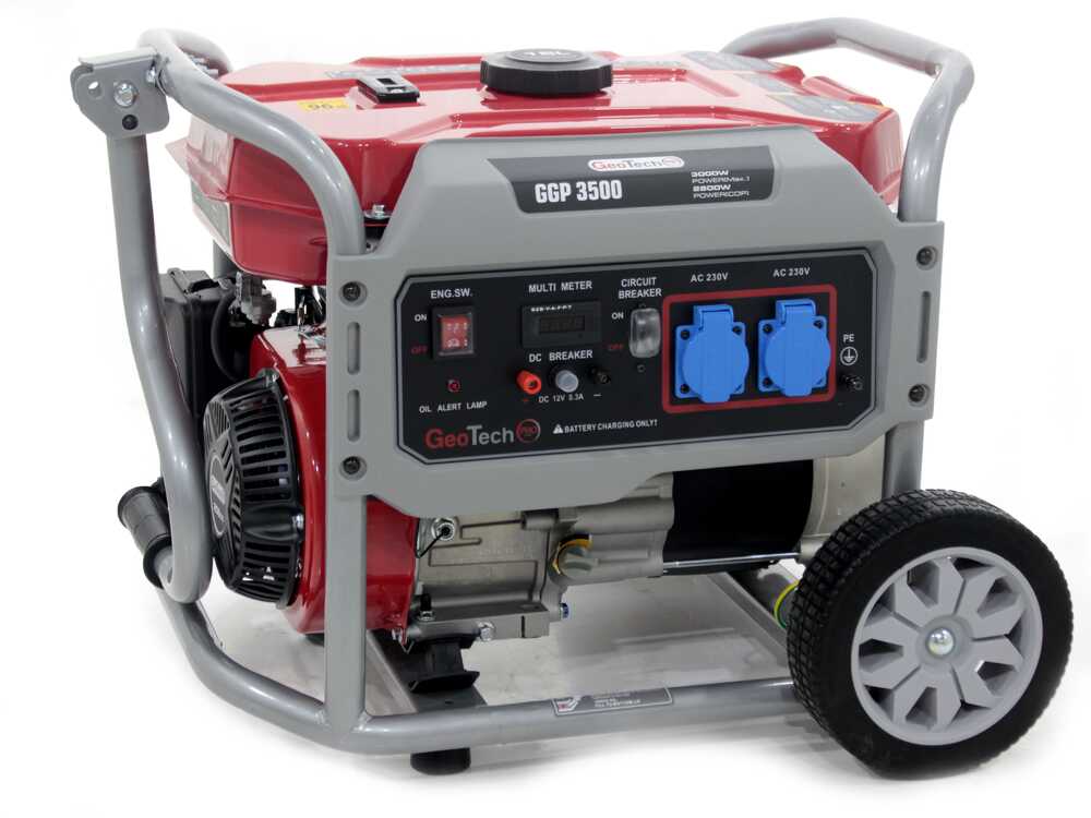 GeoTech Pro GGP 3500 - Benzin-Stromerzeuger mit Rädern und AVR-Regelung 3 kW - Dauerleistung 2.8 kW - 230V