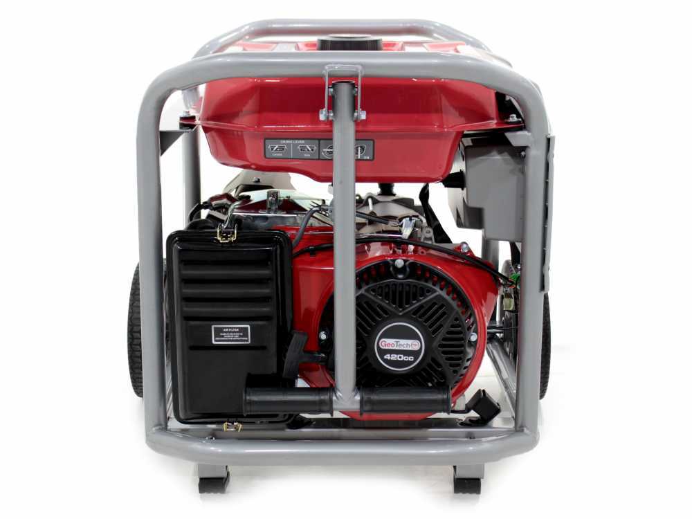 GeoTech Pro GGP 8000-3 - Benzin-Stromerzeuger mit Rädern und AVR-Regelung 6.6 kW - Dauerleistung 6 kW - 400V