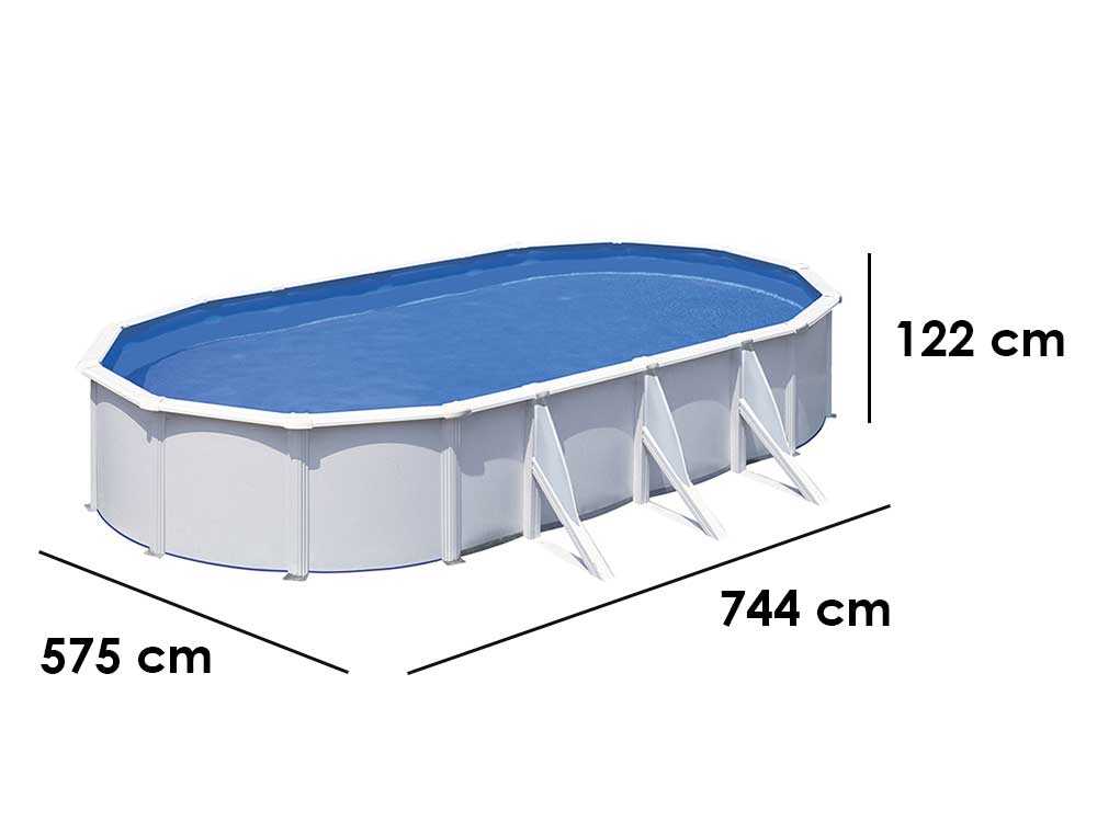 Gre Fidji Oval 730x375x120cm - Ovaler Stahlwandpool