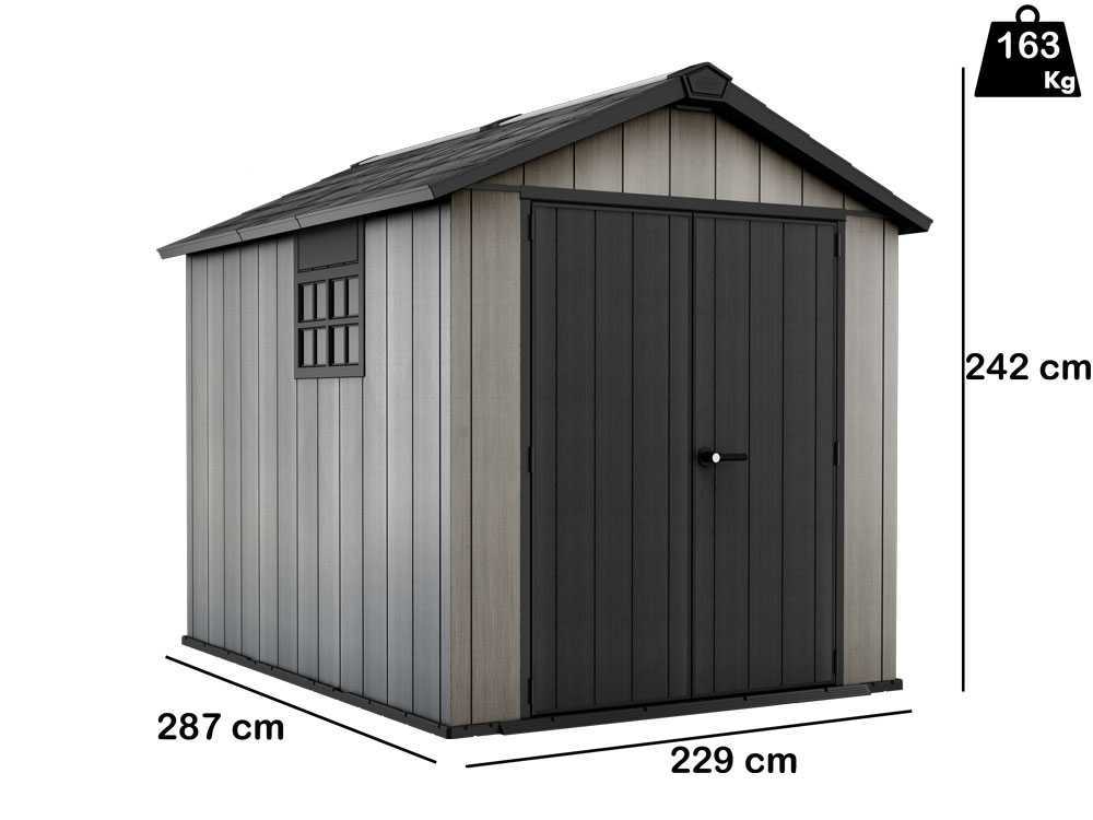 Keter Oakland 759 - Gartenhaus aus Duotech - mit Doppeltüren und Fenster - 229x287x242 cm
