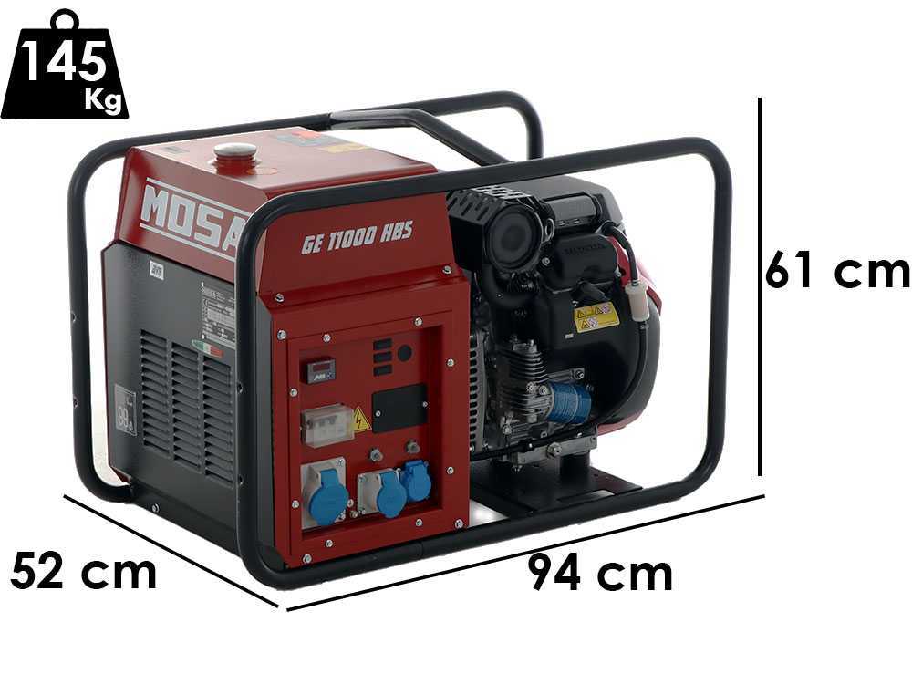 MOSA GE 11000 HBS - Benzin-Stromerzeuger 9.9 kW - Dauerleistung 9 kW - 230V - Honda Motor GX630