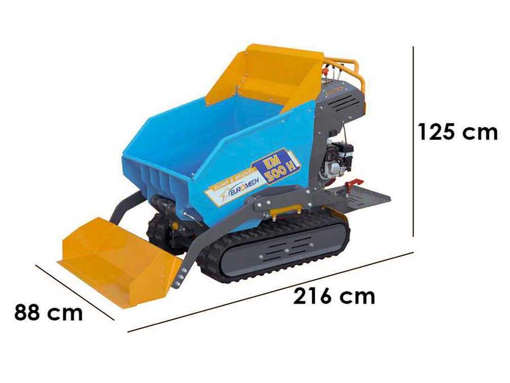 Raupendumper EuroMech EM500H-Dump & Shovel - 500 kg Dumper Mulde mit hydraulischem Kippsystem mit Schaufel